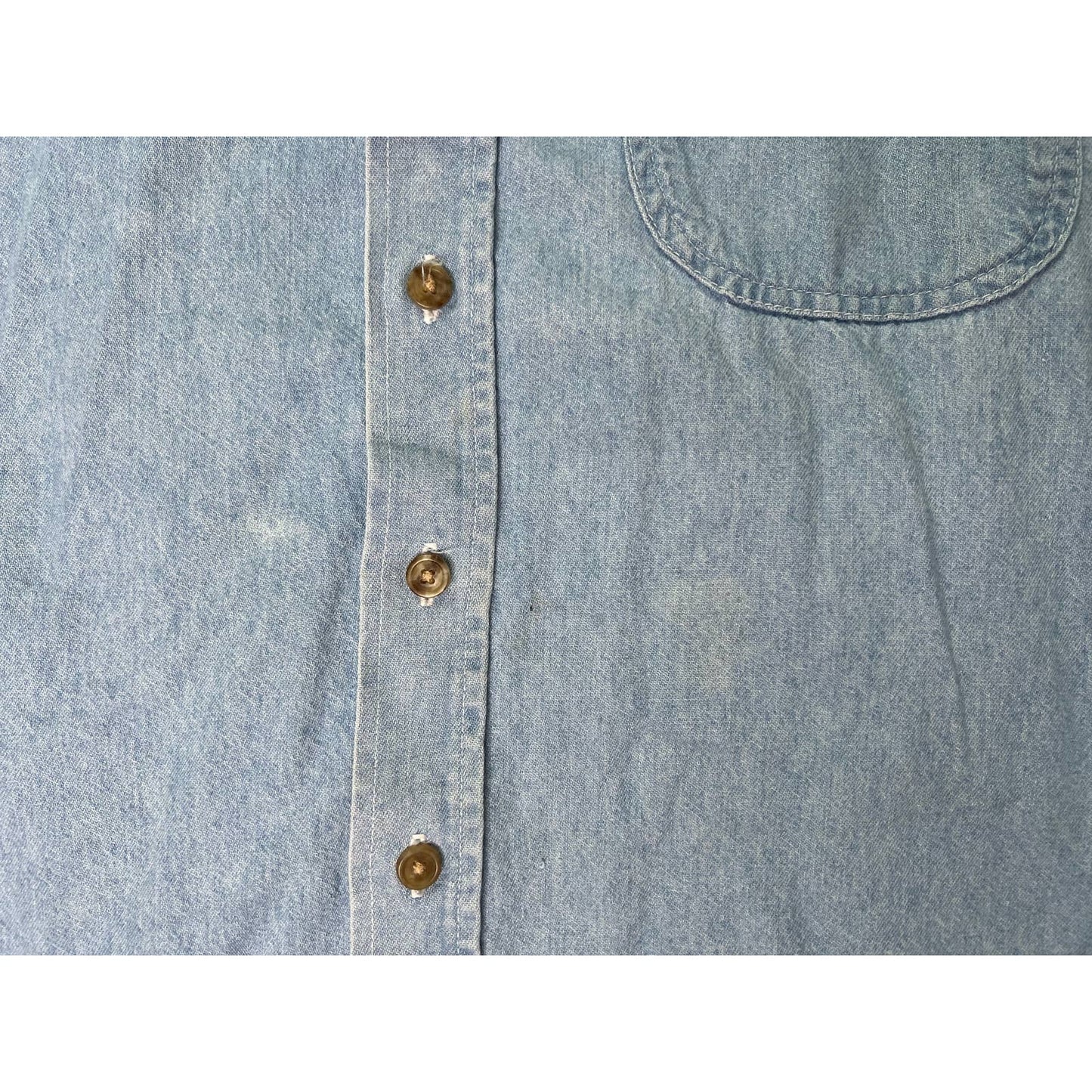 Buffalo Nickel Embroidered Three Rivers Denim Button Down Shirt Large