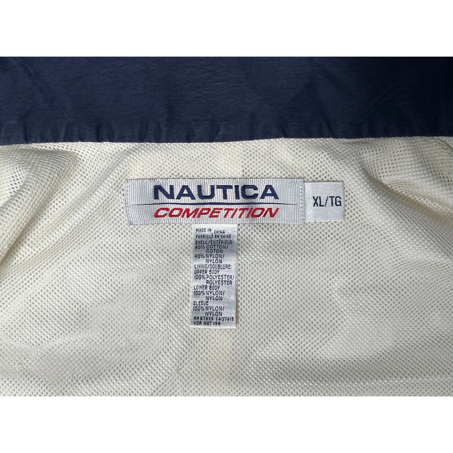 Vintage Nautica Competition Lined Foldaway Hood Windbreaker Jacket XL