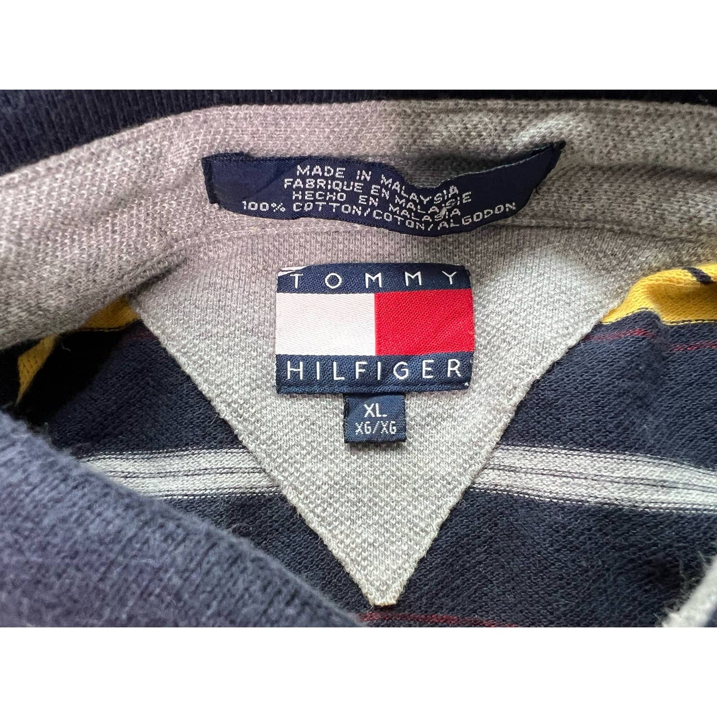 Vintage 90s Tommy Hilfiger Long Sleeve Striped Polo Shirt XL