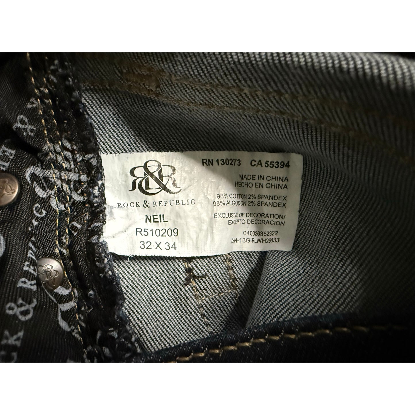 Rock & Republic Straight Fit Neil Jeans 32x34