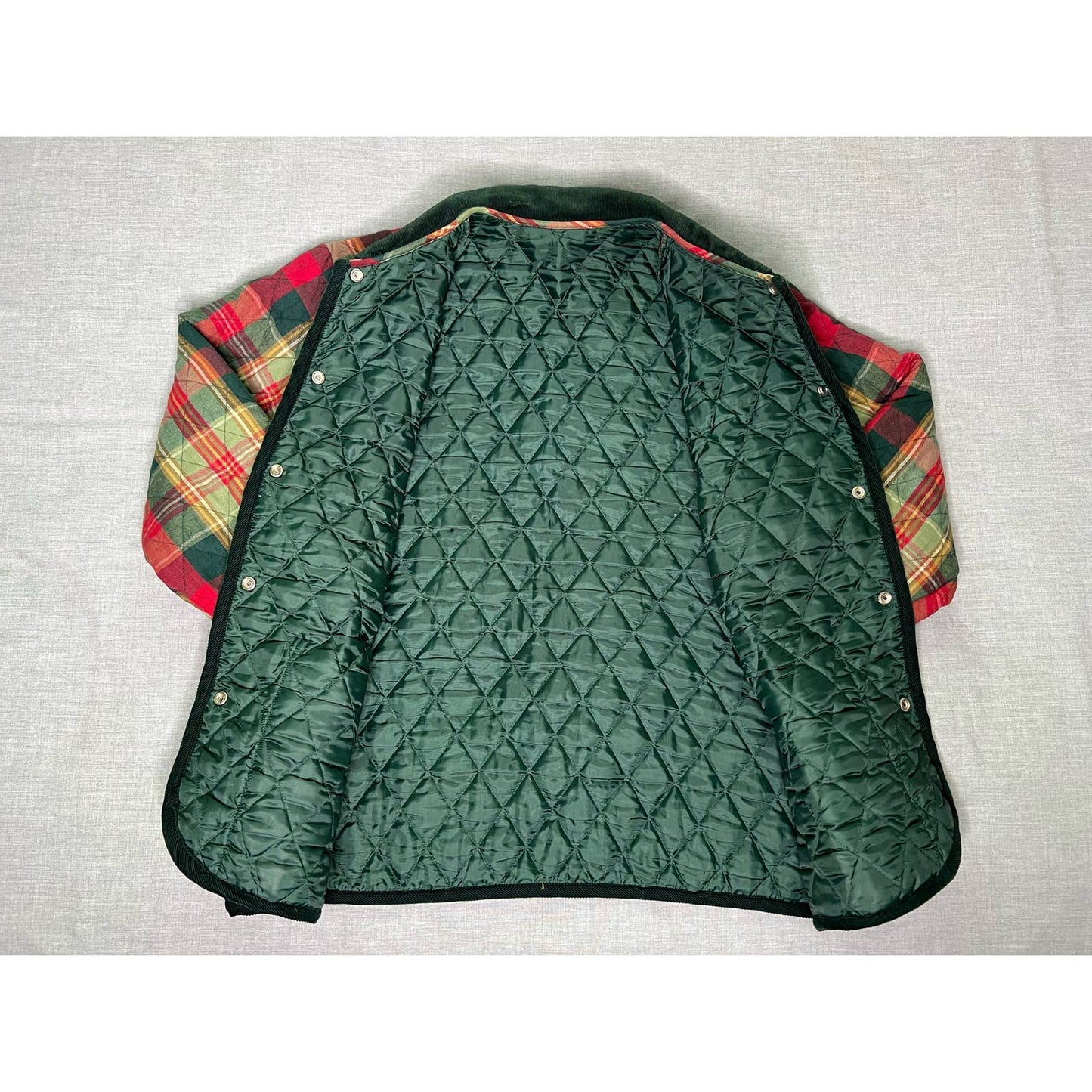 Quilted Flannel Snap Up Lined Collared Jacket Medium