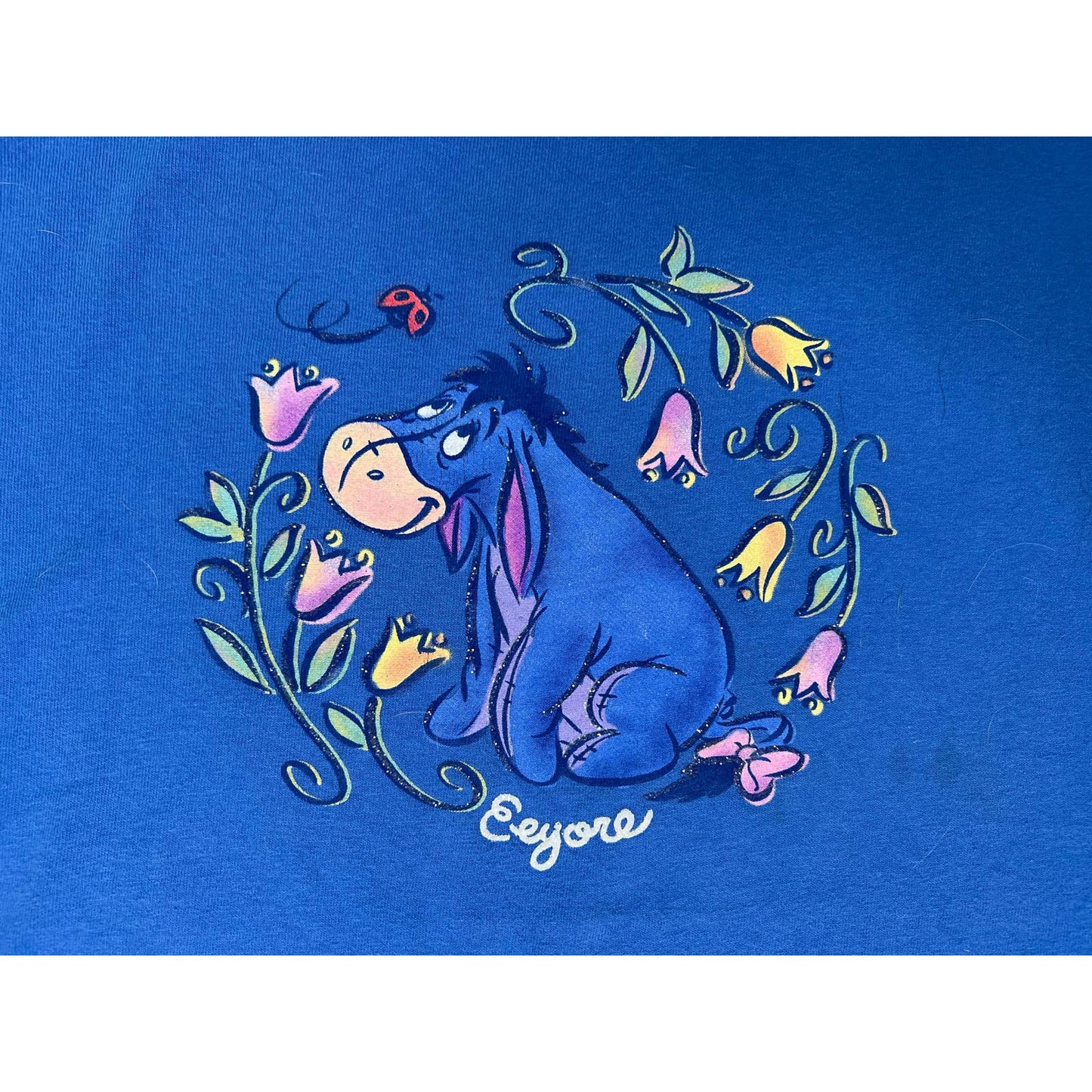 Vintage Eeyore Disney Winnie The Pooh Glittery T-shirt Womens XL