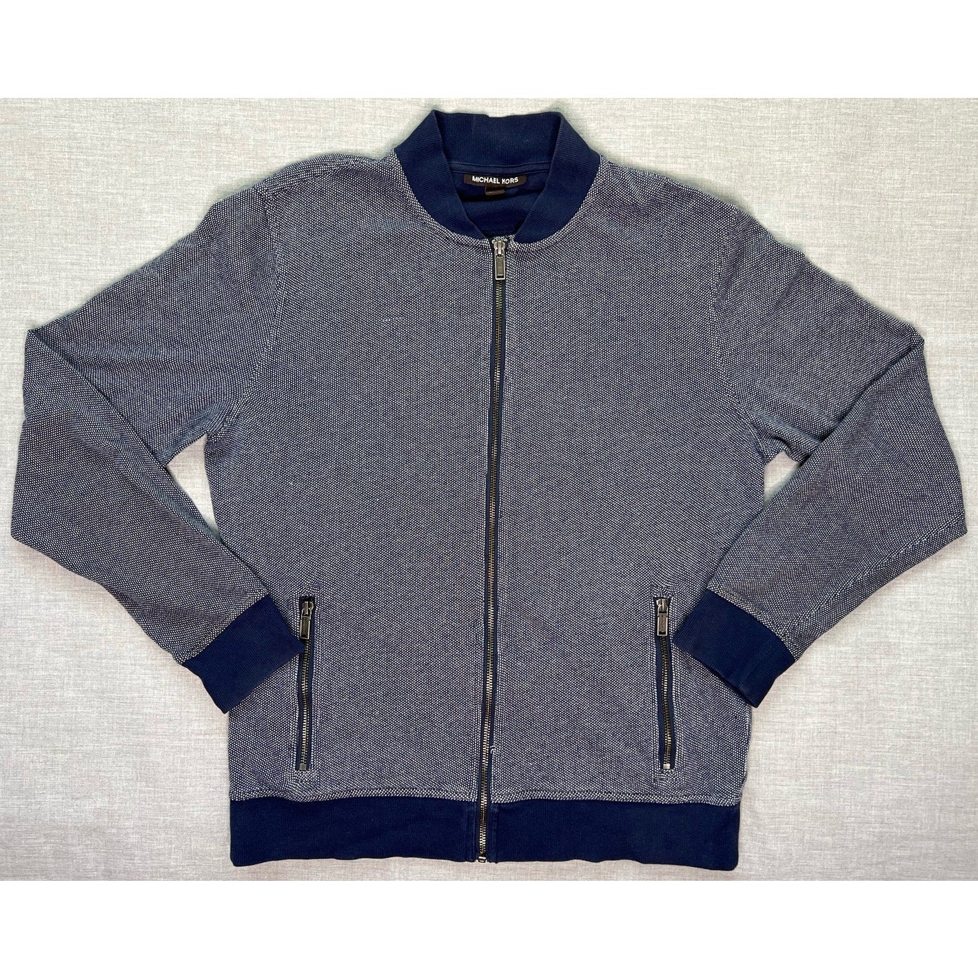 Michael Kors Full Zip Mock Neck Knit Jacket Large