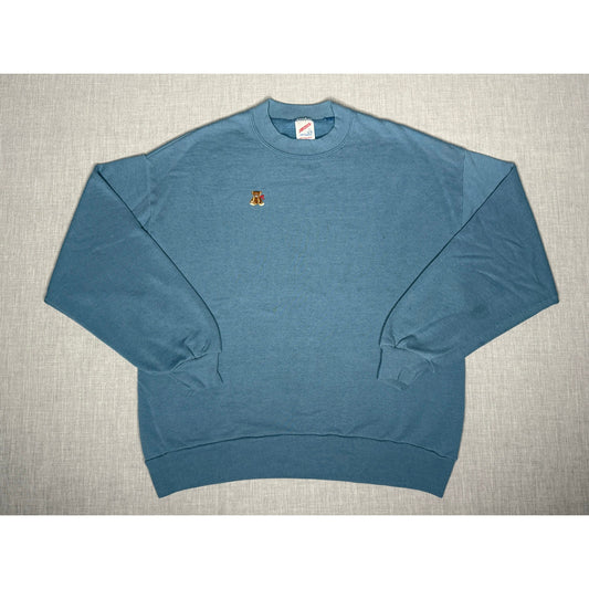 Vintage Teddy Bear Embroidered Pullover Crewneck Sweatshirt Large