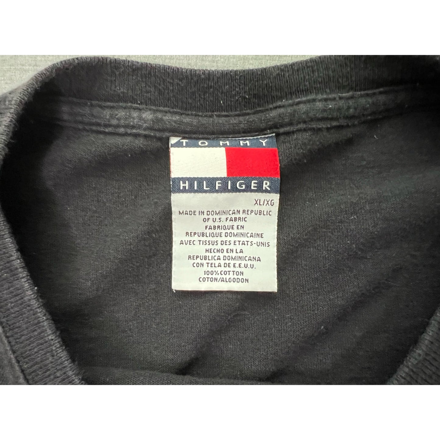 Vintage Tommy Hilfiger Embroidered Chest Logo Black T-shirt XL
