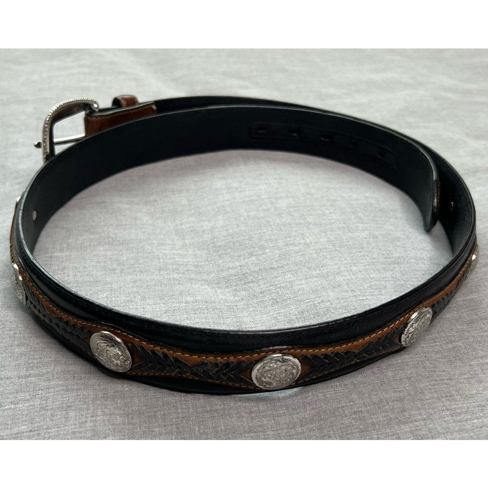 Tony Lama Style Western Studded Leather Belt 46”