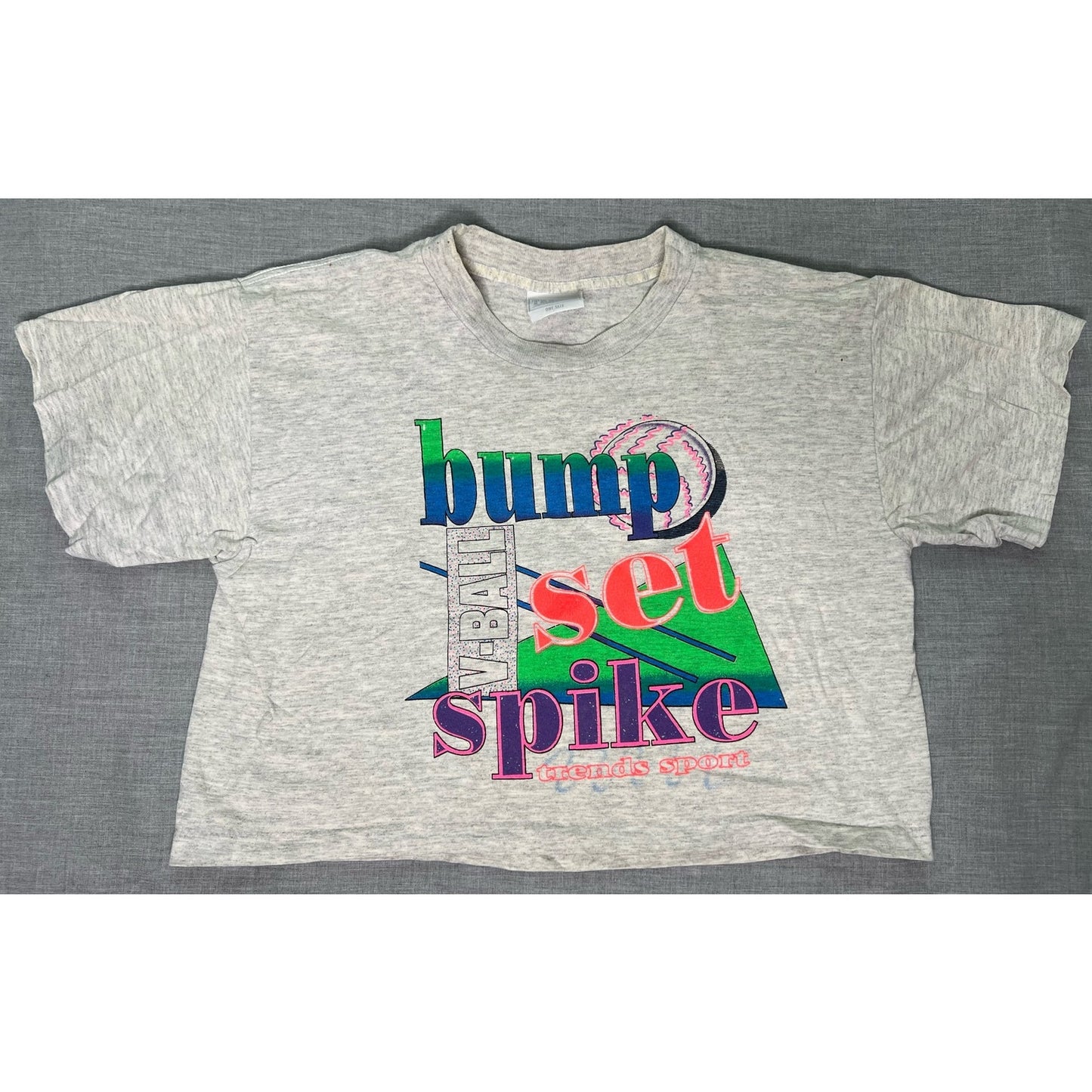 Vintage 80s Volleyball Bump Set Spike Single Stitch Crop Top OSFA