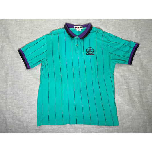 Vintage Boast Hammond Golf Club Single Stitch Pin Stripe Polo Shirt XL