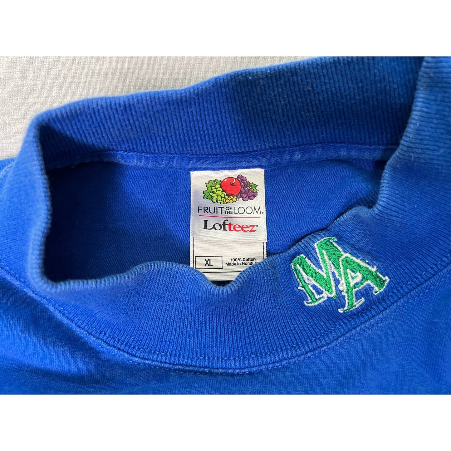 Vintage MA Embroidered Logo Mock Neck Long Sleeve Shirt XL