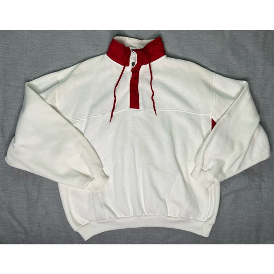 Vintage Basic Gear Color Block Henley Sweatshirt XL