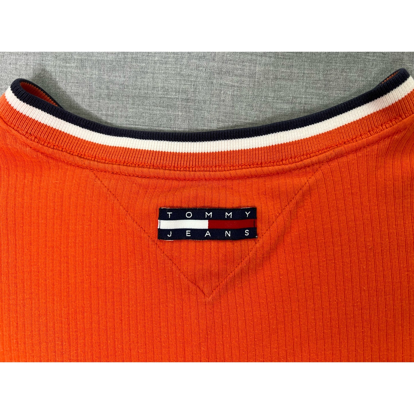 Vintage Tommy Hilfiger Jeans Ribbed Long Sleeve V-Neck T-shirt XL