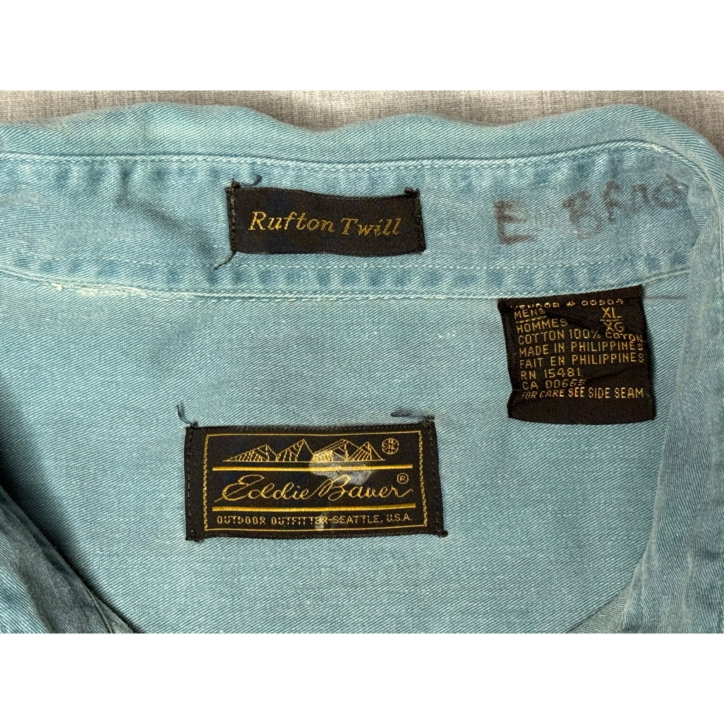 Vintage 90s Eddie Bauer Rufton Twill Button Up Shirt XL