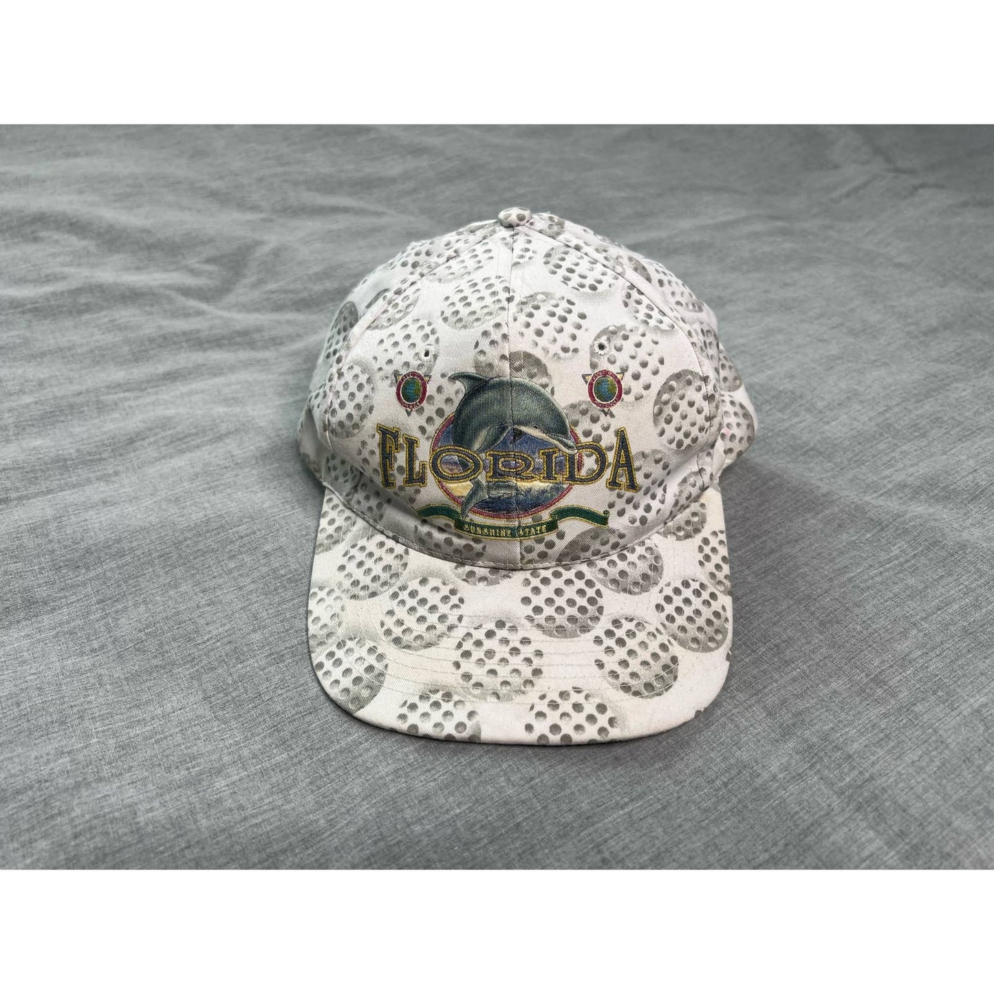 Vintage 90s Florida Golf Ball All Over Print Snapback Nissin Hat