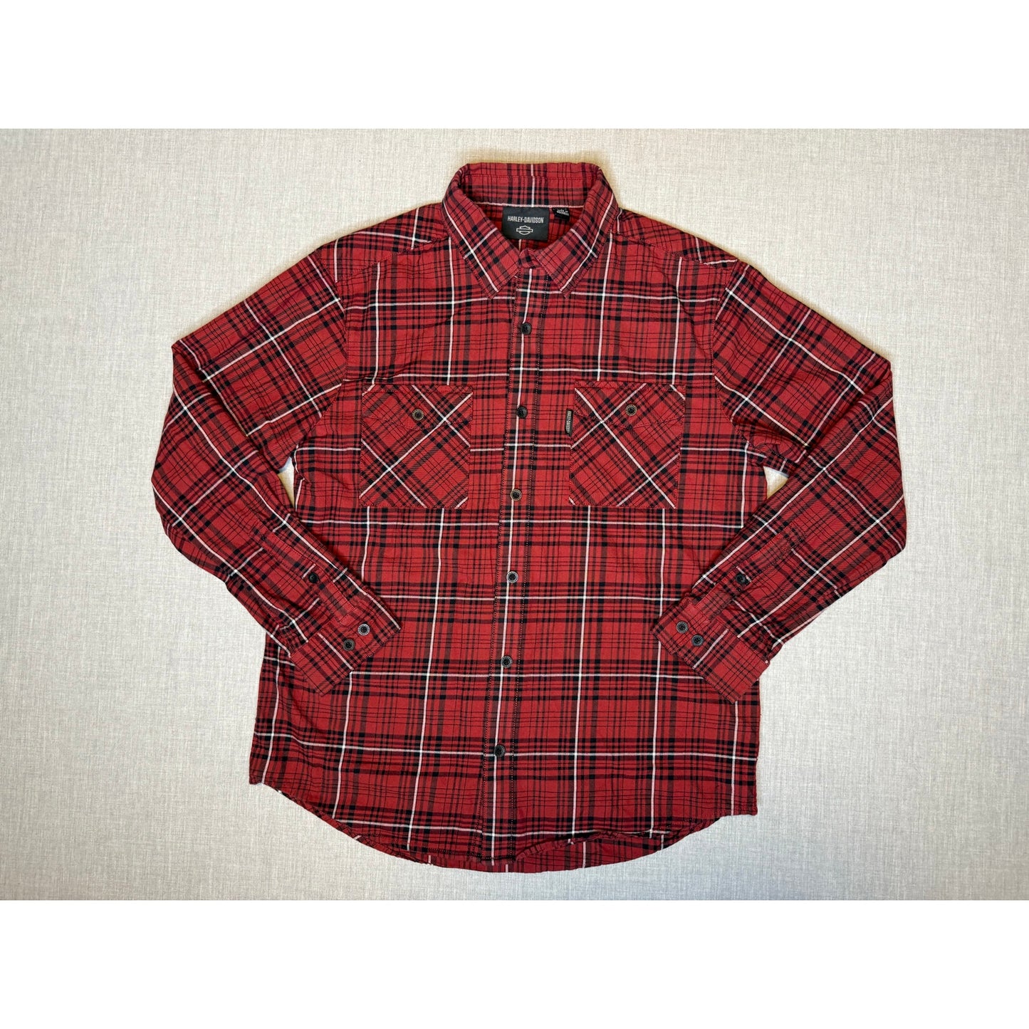 Harley Davidson Button Up Flannel Shirt Large