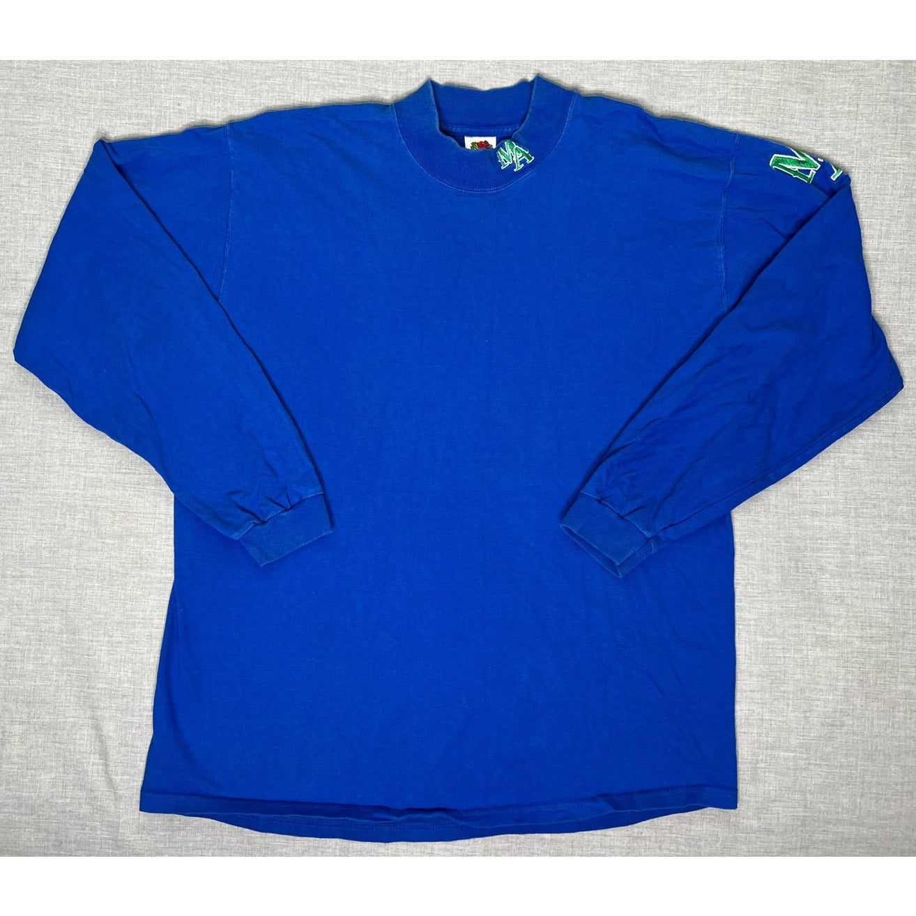 Vintage MA Embroidered Logo Mock Neck Long Sleeve Shirt XL