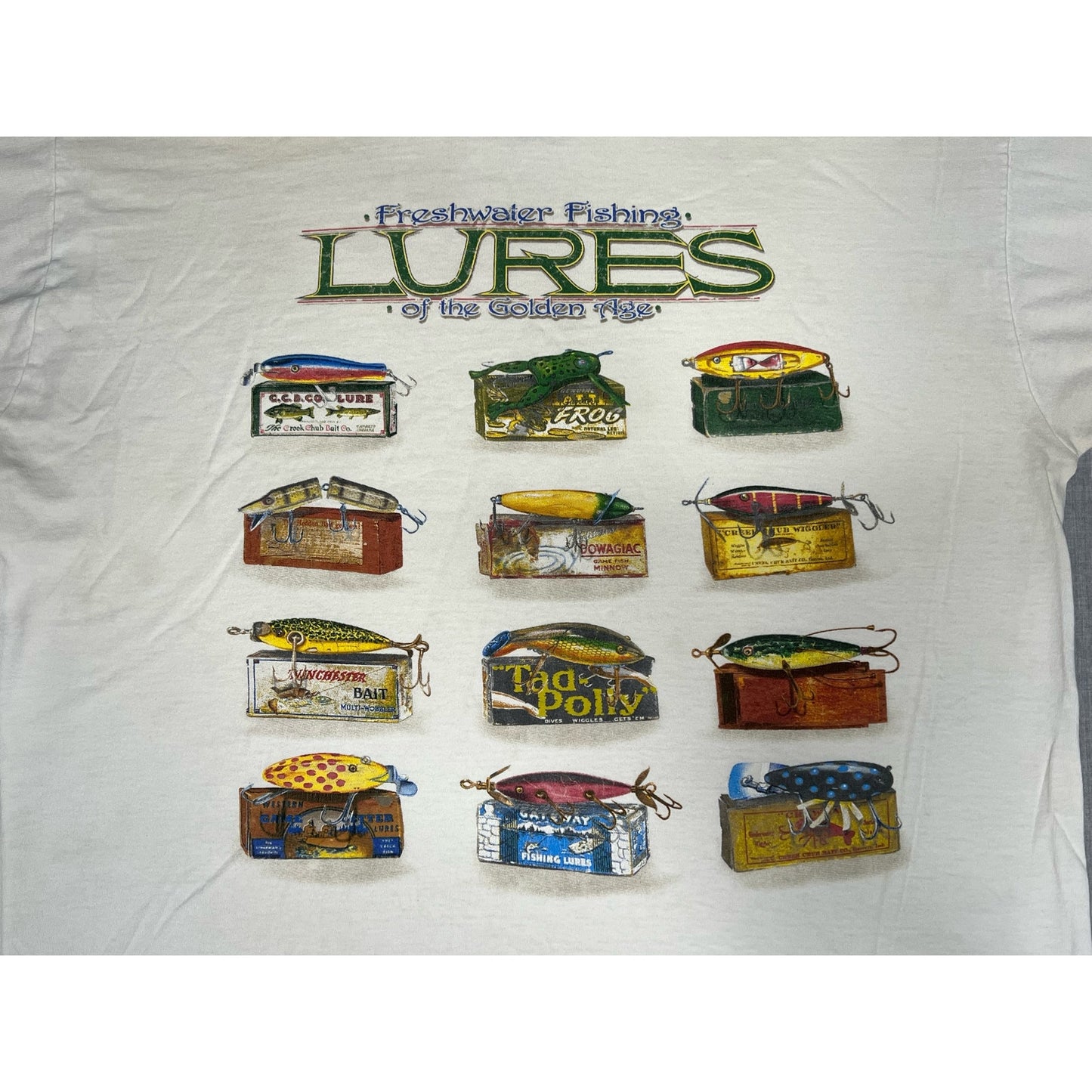 Vintage Freshwater Fishing Lures of the Golden Age T-shirt XL