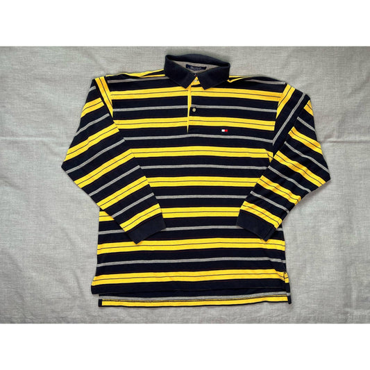 Vintage 90s Tommy Hilfiger Long Sleeve Striped Polo Shirt XL