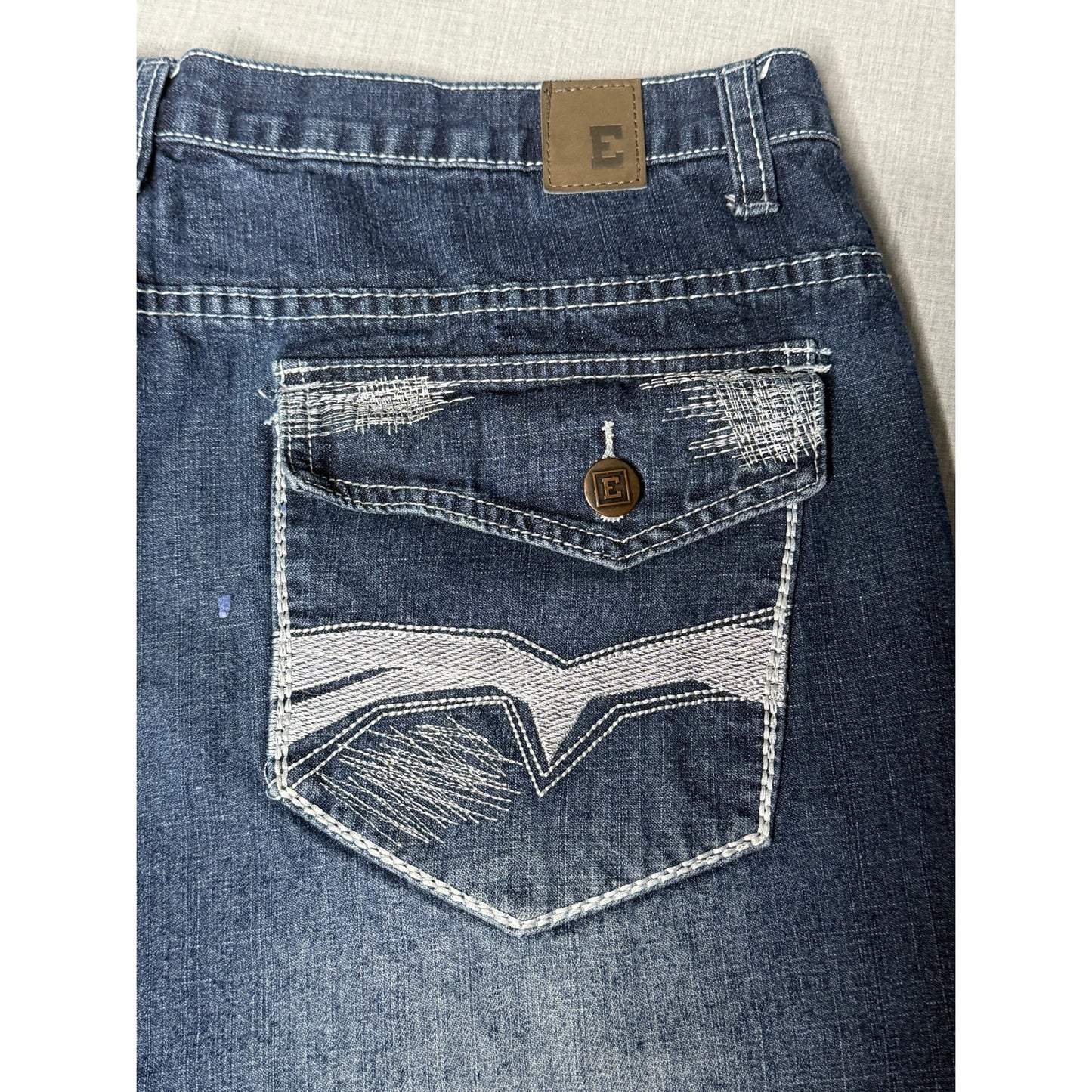 Vintage Y2K Emcee Baggy Wide Leg Pocket Flap Jean Shorts 38