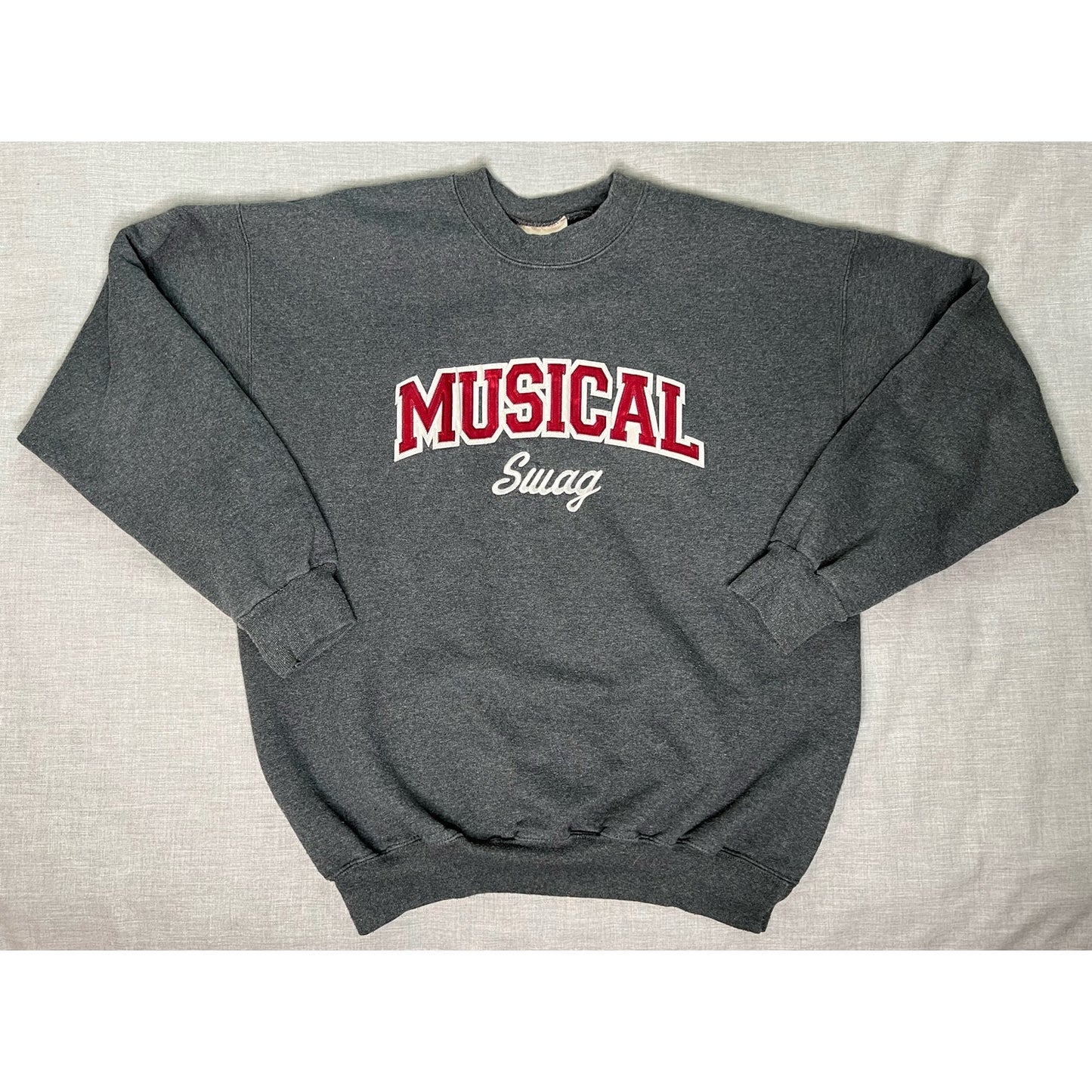Vintage 90s Musical Swag Embroidered Crewneck Sweatshirt Medium