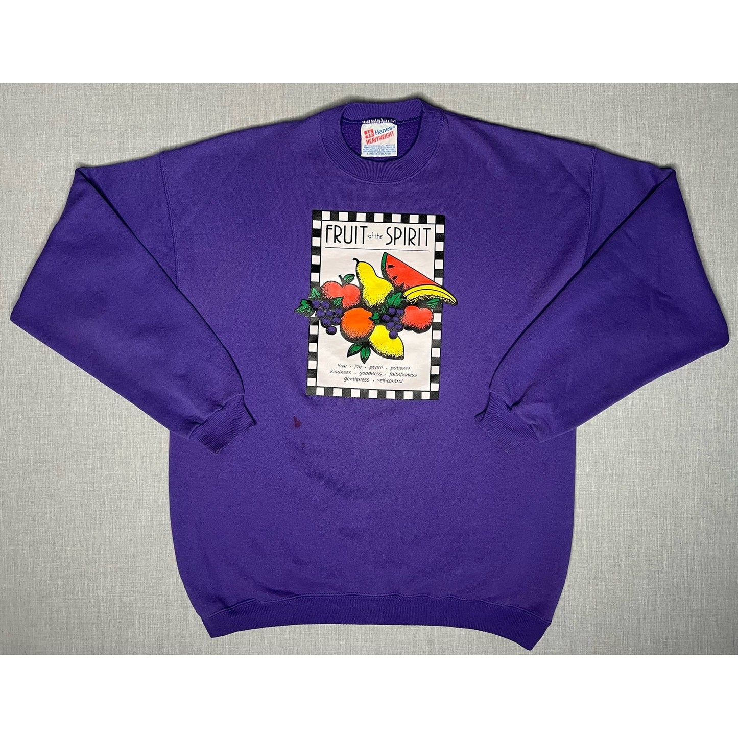 Vintage 90s Fruit of the Spirit Pullover Crewneck Sweatshirt Large