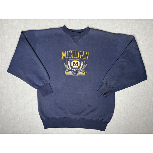 Vintage 90s University of Michigan Wolverines Pullover Crewneck Sweatshirt Large
