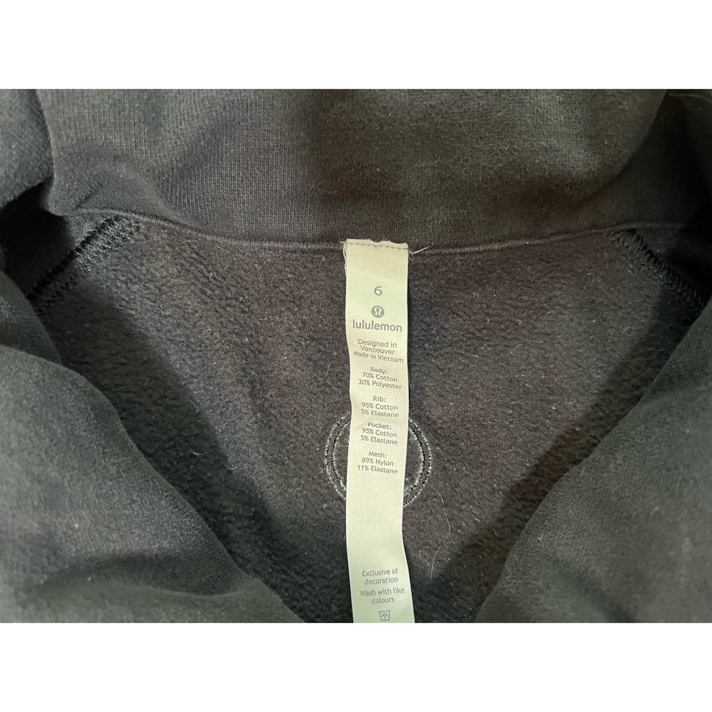 Lululemon Full Zip Black Collared Sweatshirt Women’s 6