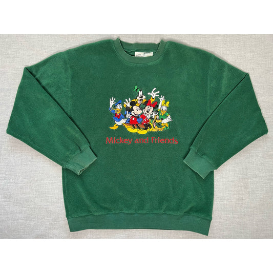 Vintage Disney Store Mickey and Friends Fleece Crewneck Sweatshirt Small