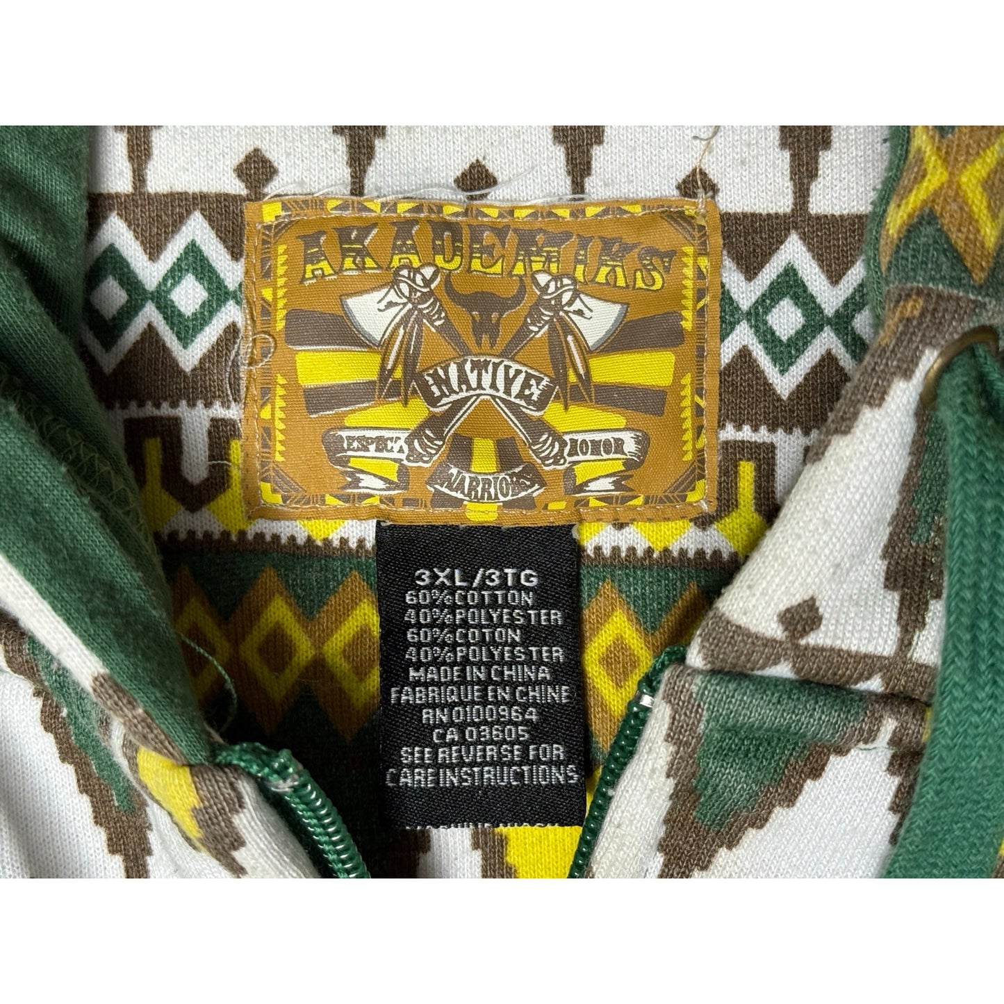 Vintage Y2K Akademiks Native Warriors Aztec Full Zip Hoodie 3XL