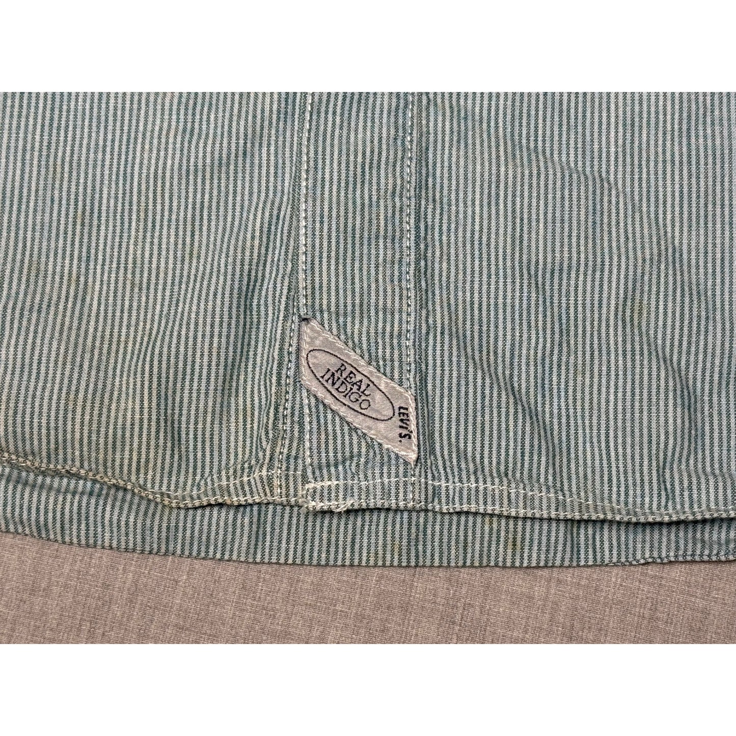 Vintage 90s Levi’s Real Indigo Pinstripe Button Up Shirt Medium