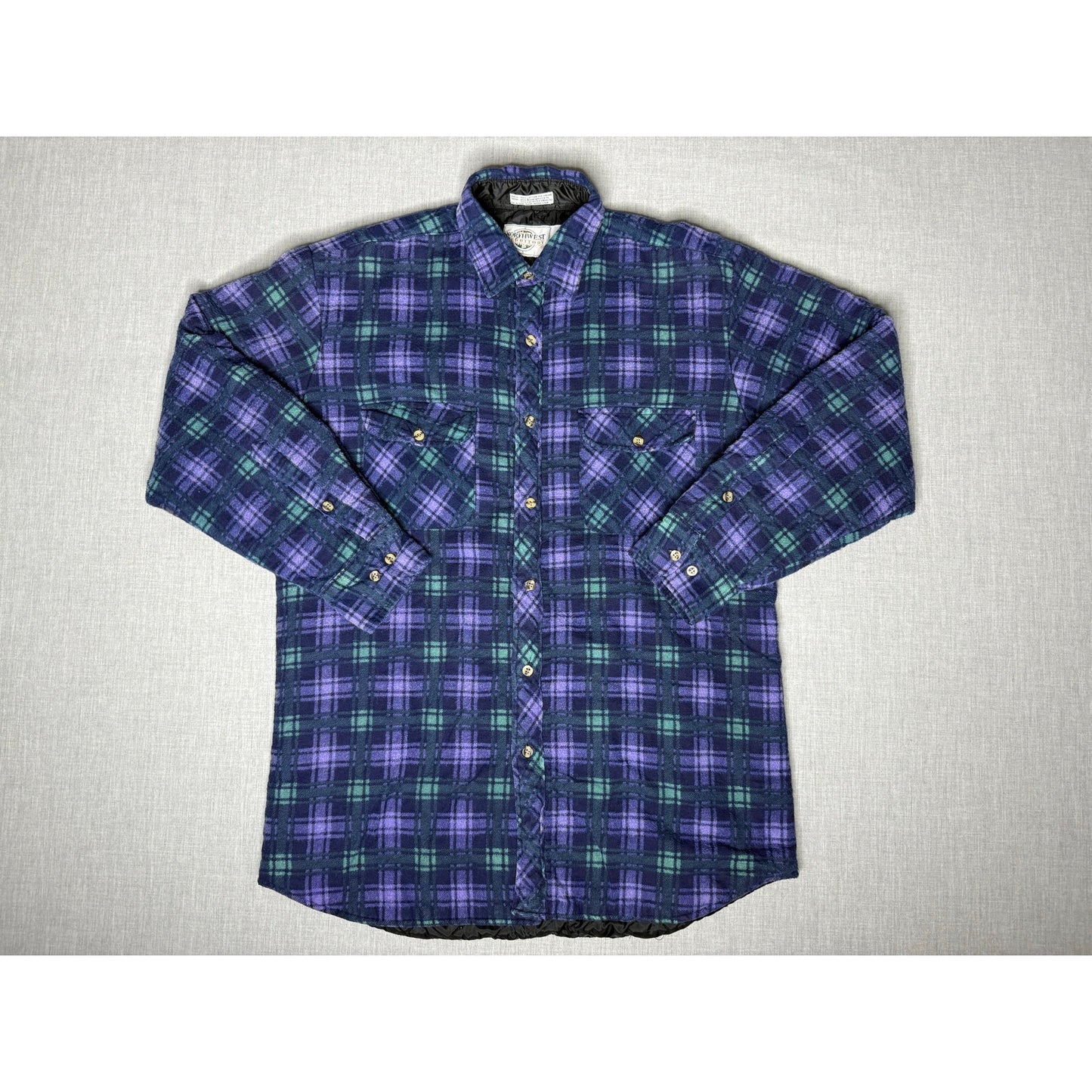 Vintage 90s Northwest Territory Quilt Lined Button Up Flannel Shirt Large