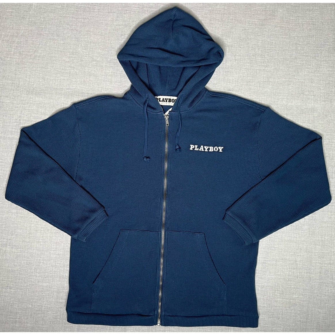 Playboy By Pacsun Thermal Full Zip Hoodie Sweatshirt Small