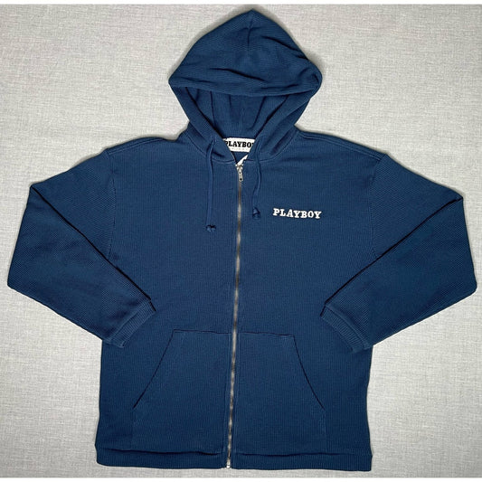 Playboy By Pacsun Thermal Full Zip Hoodie Sweatshirt Small