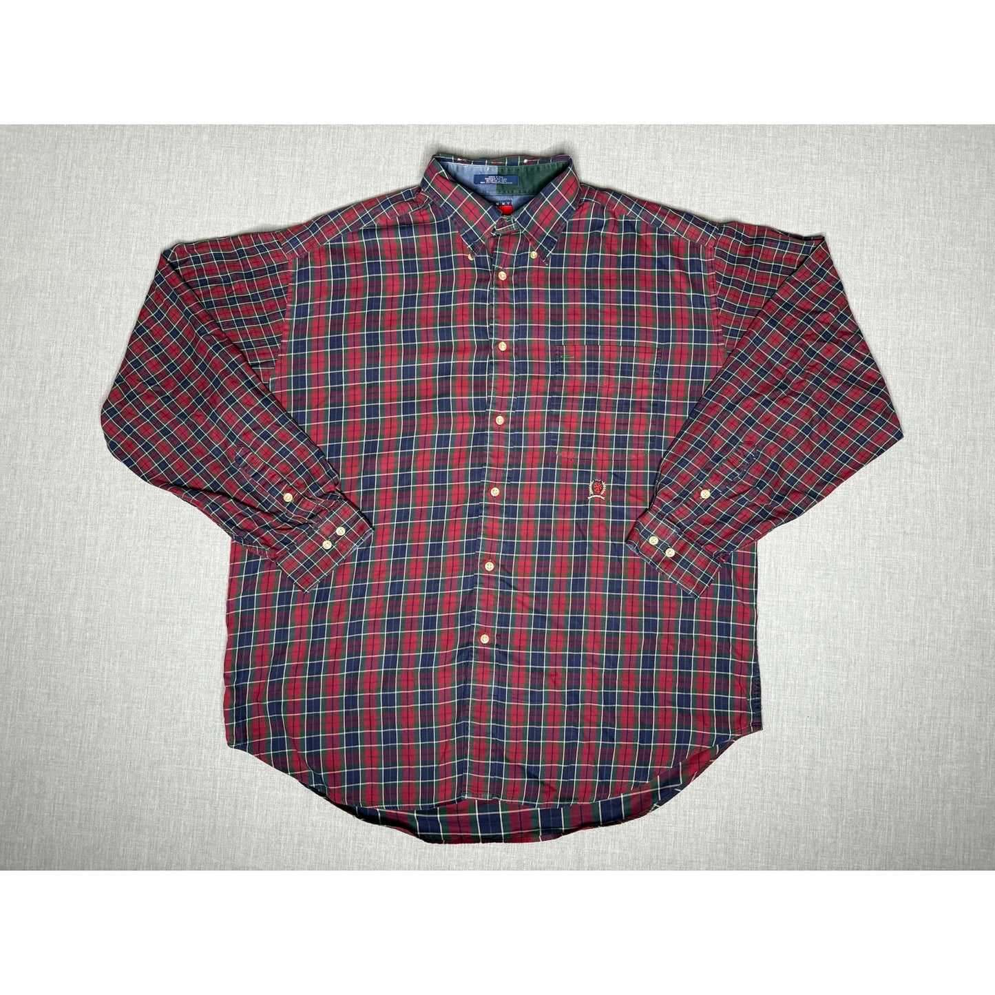 Vintage Tommy Hilfiger Plaid Button Down Dress Shirt Large