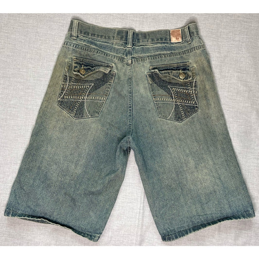 Emcee Premium Denim Flap Pocket Jean Shorts 36