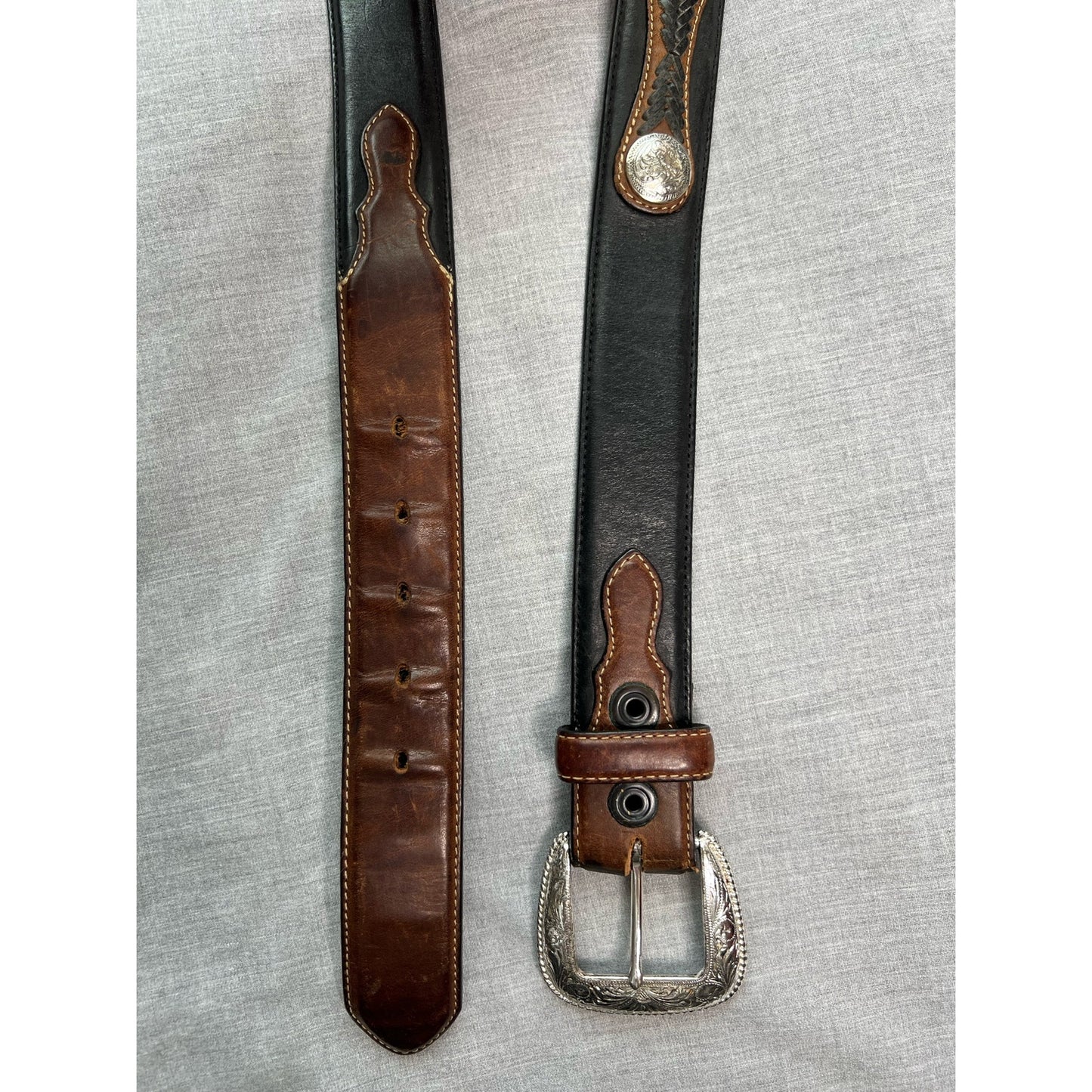 Tony Lama Style Western Studded Leather Belt 46”