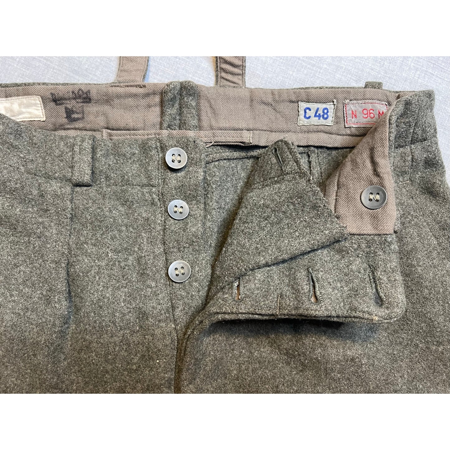 Vintage 1940s Swedish Crown WWII Wool Army Cargo Pants C48 30x29