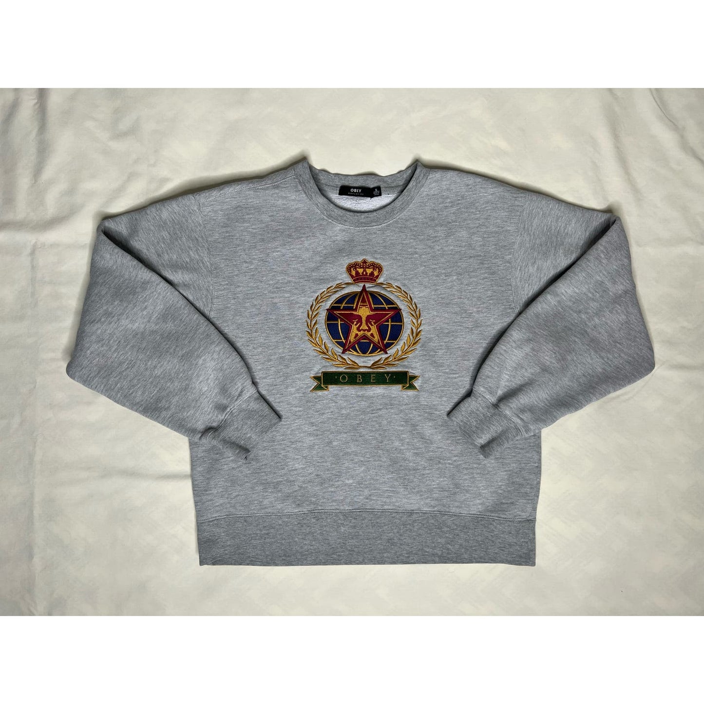 Obey Embroidered Pullover Crewneck Sweatshirt Small