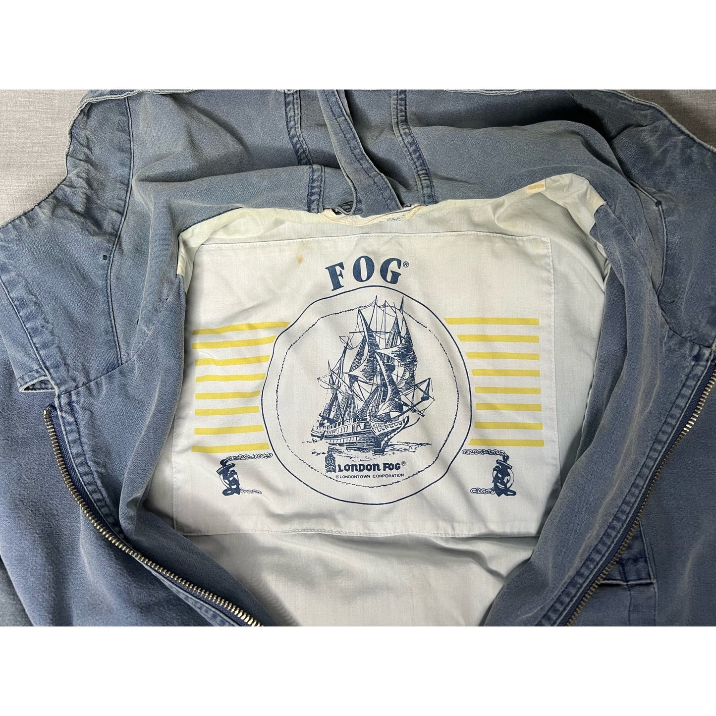 Vintage London Fog Denim Full Zip Jean Jacket Small Regular