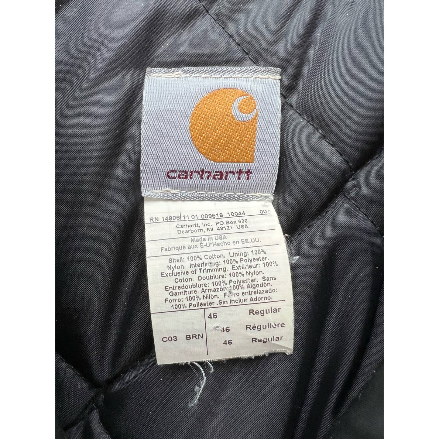 Vintage Carhartt Duck Canvas C03 Jacket Size 46 Regular