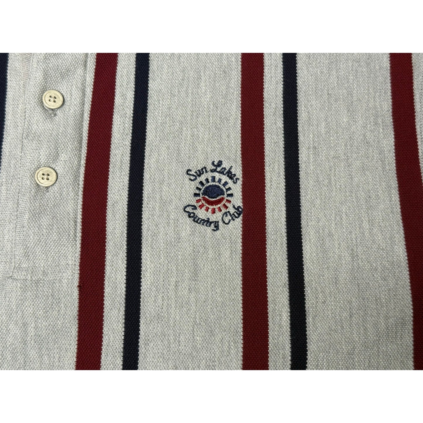 Vintage 90s Izod Club Sun Lakes Country Club Striped Golf Polo Shirt Large