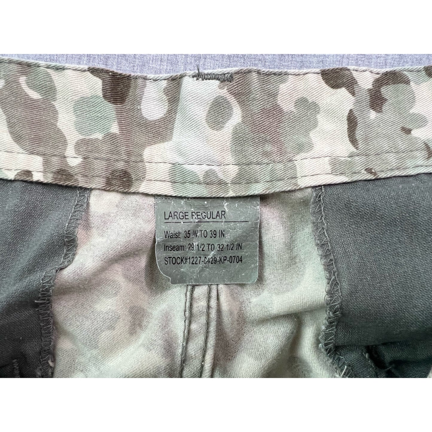Military Camo Combat Cargo Pants Large Regular