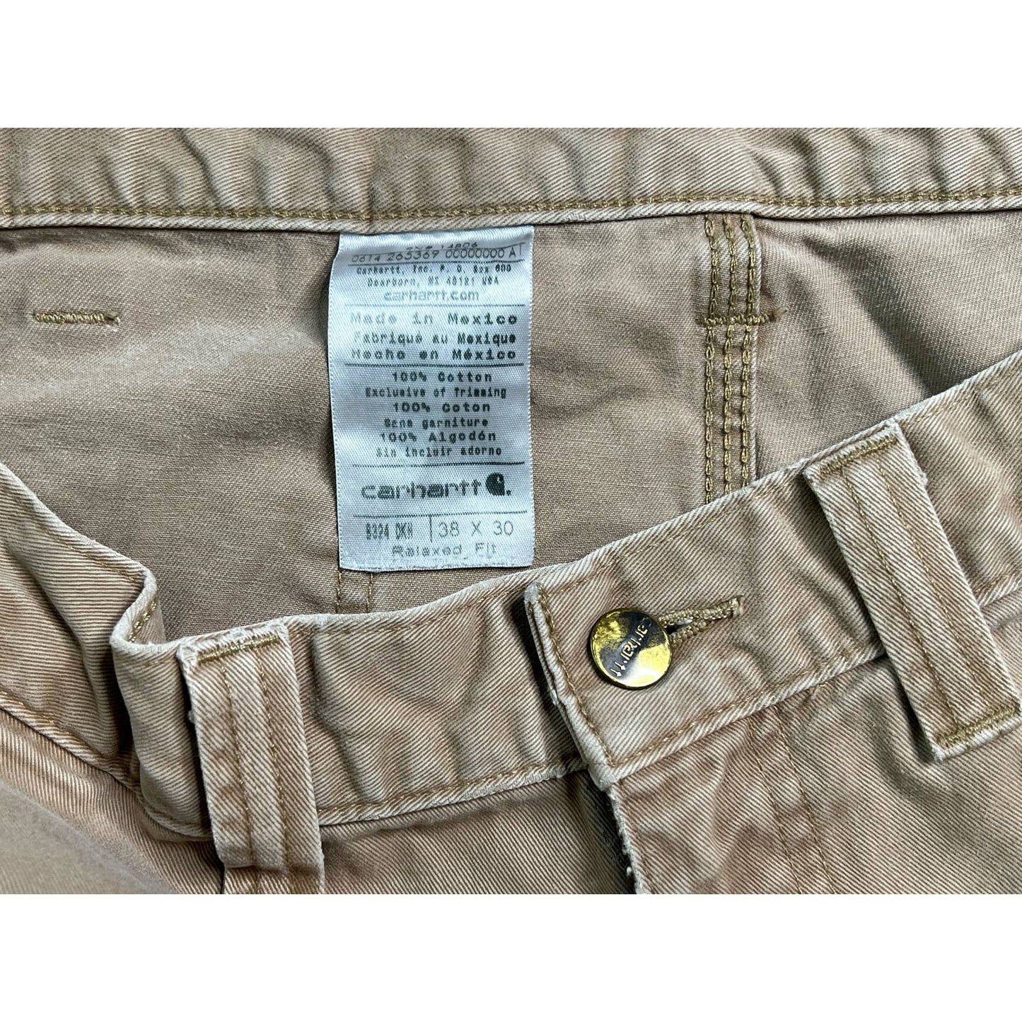 Carhartt Relaxed Fit Tan Carpenter Work Pants B324 DKH 38x30