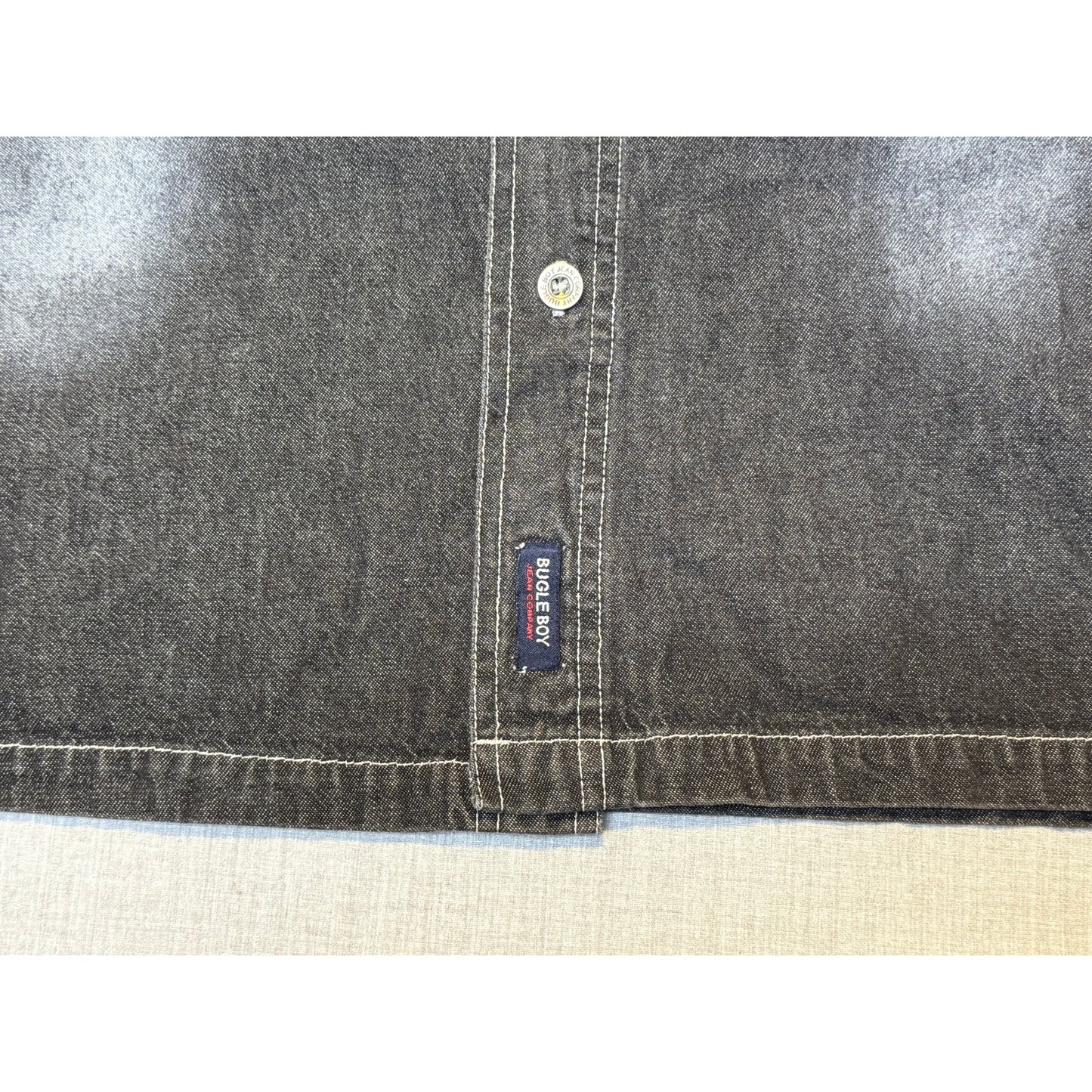 Vintage Bugle Boy Jean Company Button Up Faded Denim Shirt Large