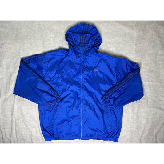 Vintage 90s Adidas Full Zip Blue Windbreaker Jacket 2XL Tall