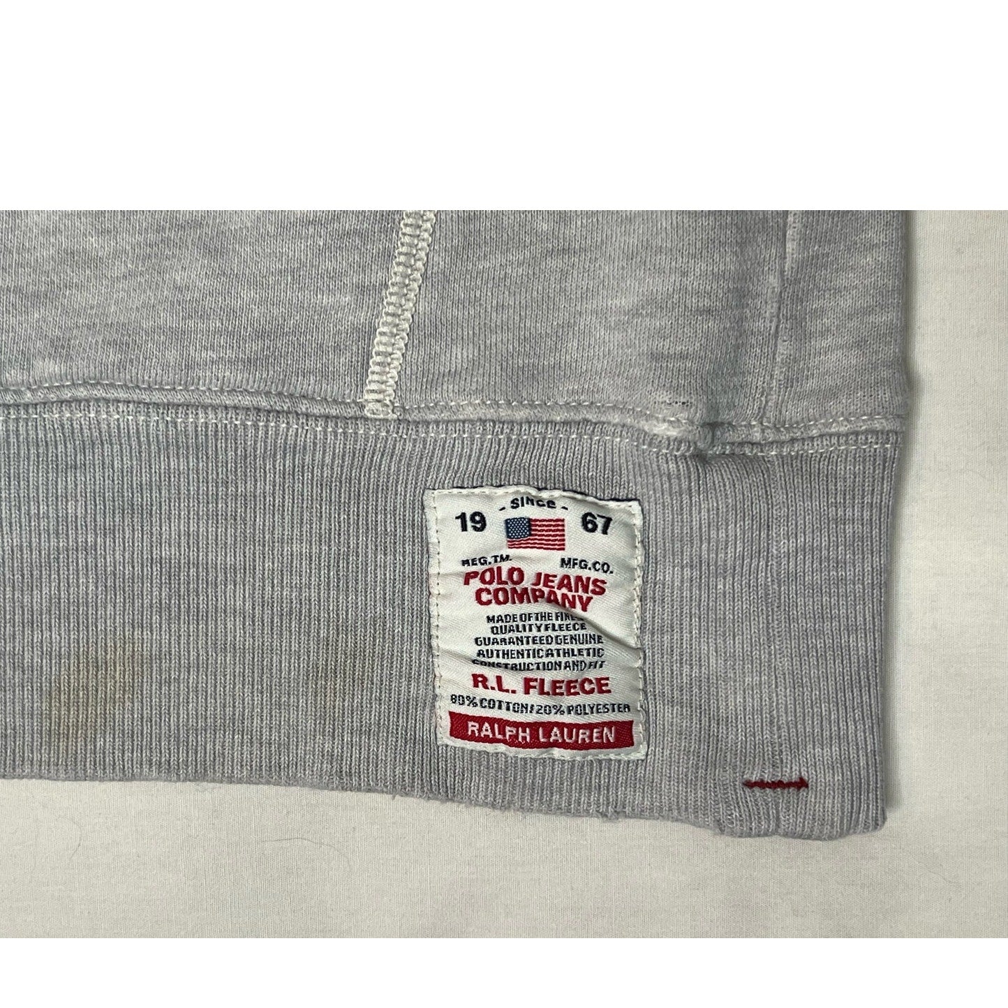 Vintage Polo Jeans Ralph Lauren Distressed Full Zip Hoodie Sweatshirt Small