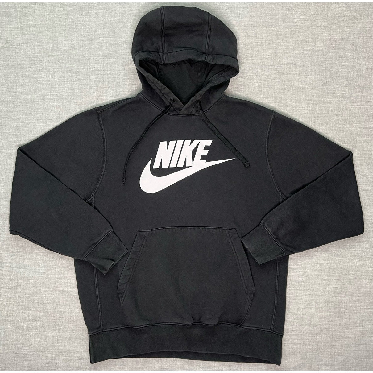 Nike Pullover Hoodie Black White Big Logo Sweatshirt Medium