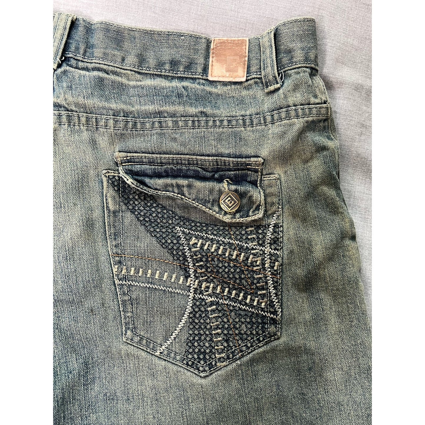 Emcee Premium Denim Flap Pocket Jean Shorts 36