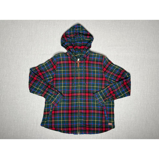 LL Bean Relaxed Fit Full Zip Hooded Flannel Shirt Women’s Large