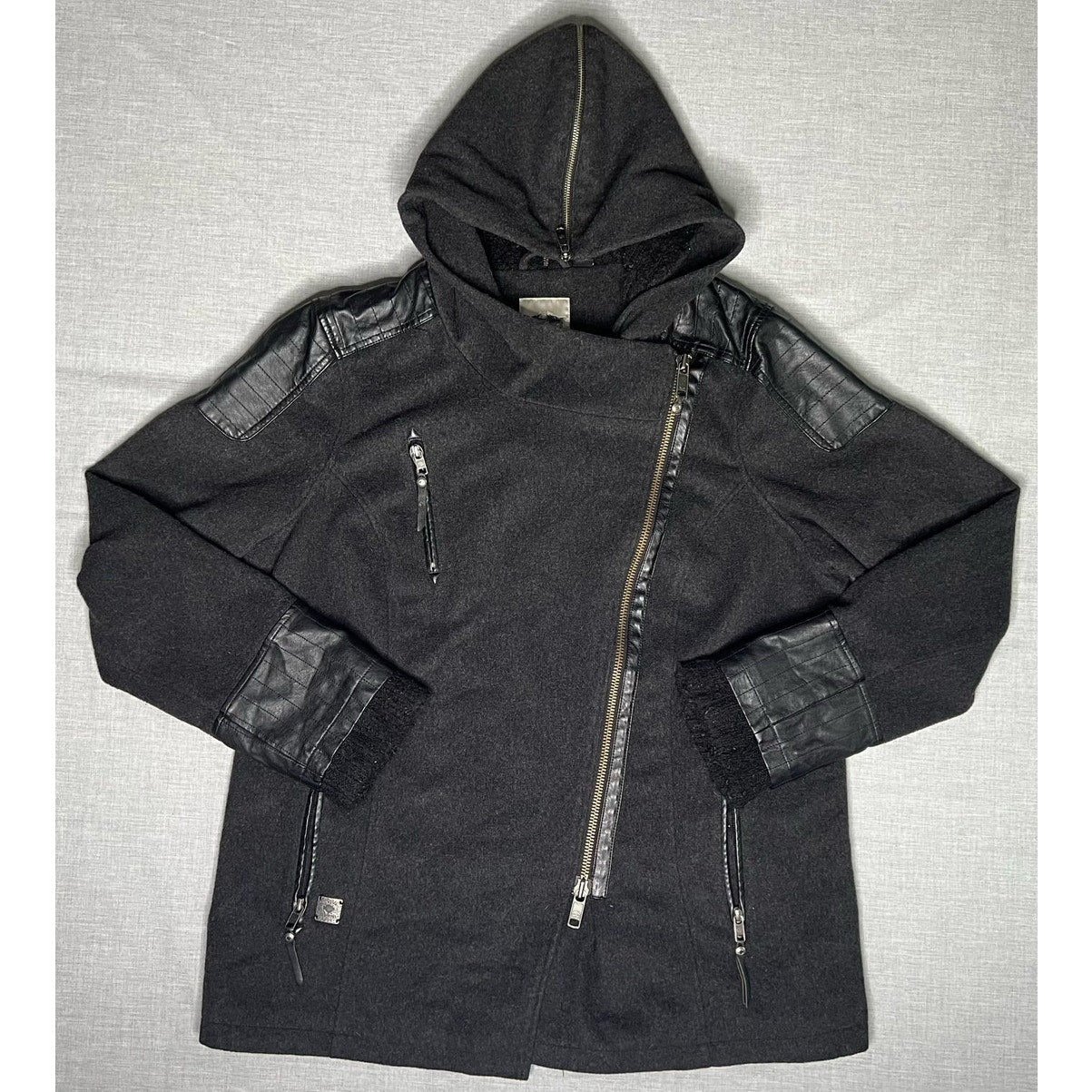 Harley Davidson Wool Blend Leather Patch Moto Biker Jacket Women’s 1W