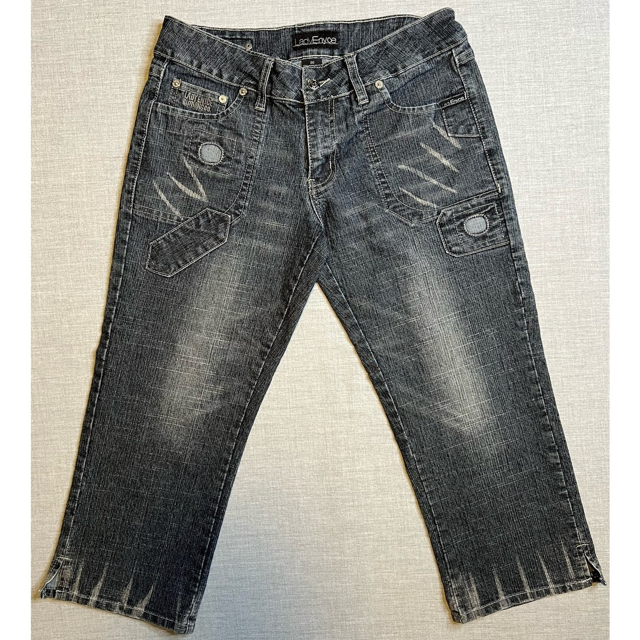 Vintage Y2K Lady Enyce Patched Cropped Capri Jeans Women's 30x22